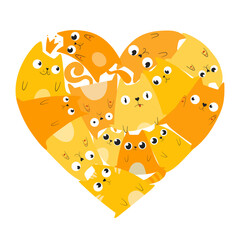 Background cat in the form of a heart