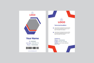 Minimalist Front and back id card template with picture Office Id Card Layout Employee Id Card for Business or Company