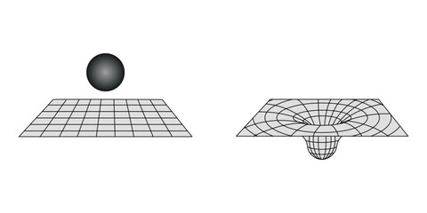 general theory of relativity. Rubber sheet model. - obrazy, fototapety, plakaty