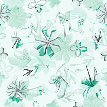hand drawn watercolor flower pattern, design suitable for digital printing
