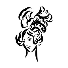 vintage illustration with beautiful fashion girl retro fashion vector