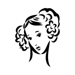 vintage illustration with beautiful fashion girl retro fashion vector