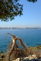photographs of Corfu and the island of Vedos taken from a boat during a sightseeing trip