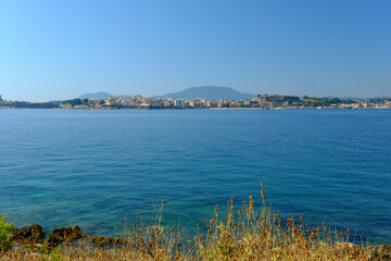 photographs of Corfu and the island of Vedos taken from a boat during a sightseeing trip