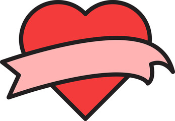 heart with ribbon banner illustration