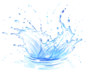 Watercolor illustration of pure water splatter crown