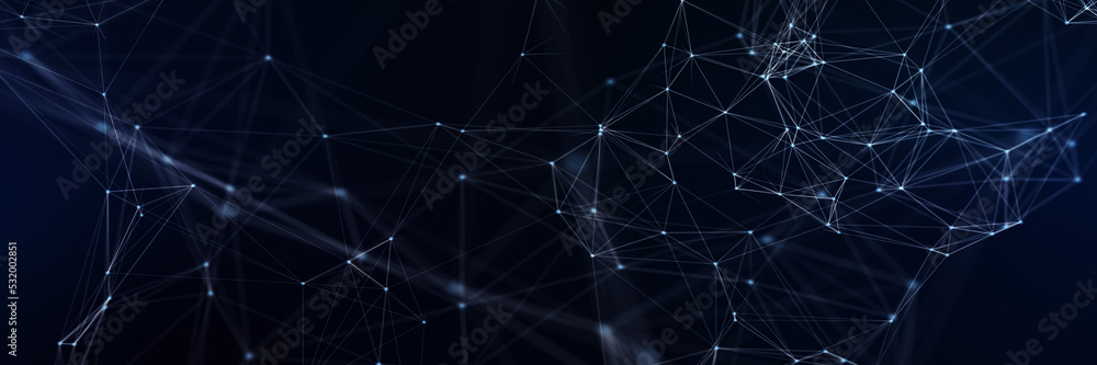 Poster abstract futuristic - technology with polygonal shapes on dark blue background. design digital techn