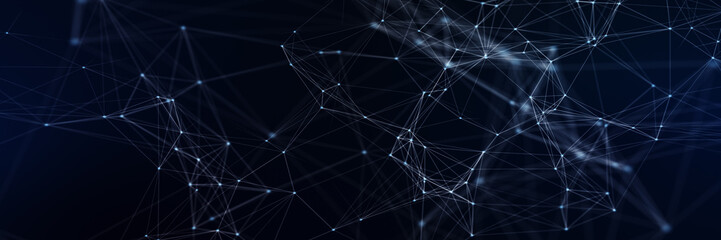 Abstract futuristic - technology with polygonal shapes on dark blue background. Design digital technology concept. 3d illustration.