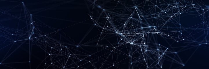 Abstract futuristic - technology with polygonal shapes on dark blue background. Design digital technology concept. 3d illustration.