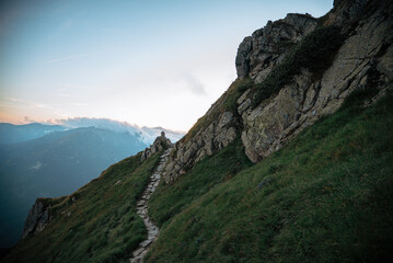 Fototapeta na wymiar Landscape with mountains (Tatras) from a height