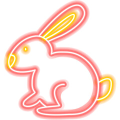 Obraz premium Rabbit Chinese Zodiac Neon. Vector Illustration of Asia Promotion.