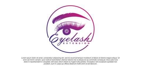 Eyelash icon logo design with creative beauty emblem style Premium Vektor