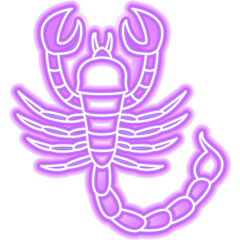 Scorpio Zodiac Neon. Vector Illustration of Horoscope Promotion.