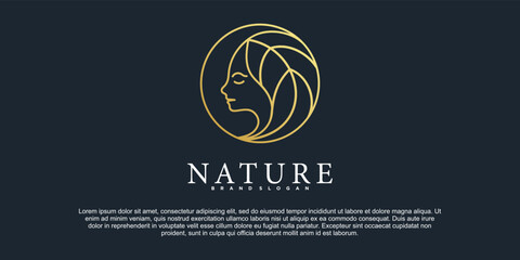 Luxury beauty nature logo design with modern line art style Premium Vektor