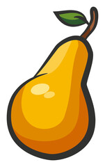 Pear isolated illustration. Drawn ripe juicy pear