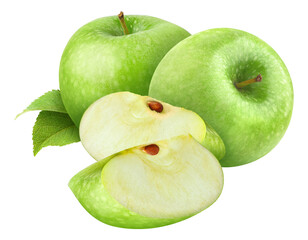 Green apples cut out