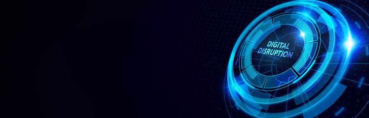 Digital disruption transformation innovation technology business internet concept. 3d illustration