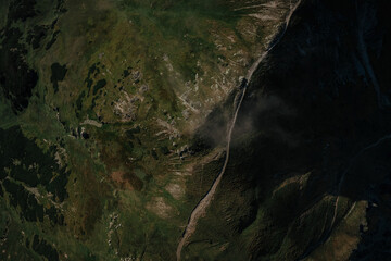 Landscape with mountains (Tatras) from a height