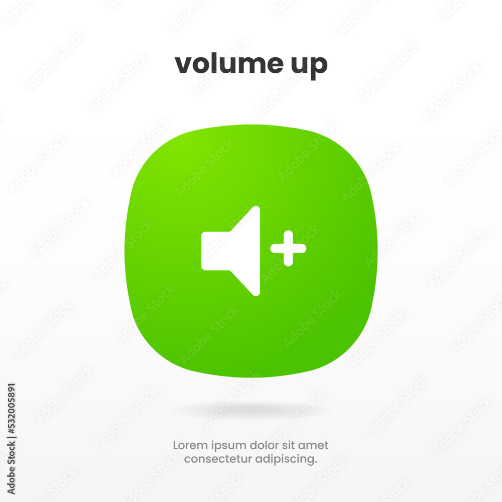 Fototapete 3d speaker and sound icon. Volume up icon. Computer voice icon. Megaphone and music icon. Sound pictogram. Musical note. Audio sign. UI UX element. Sound button. Audio system, noise with soft UI.
