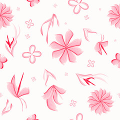 Fototapeta na wymiar hand drawn light color watercolor floral pattern, design suitable for digital printing