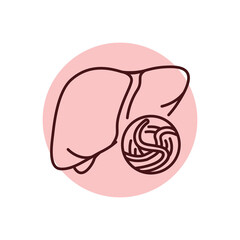 Cancer liver color line icon. Human diseases.