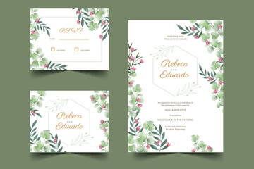Fototapeta na wymiar elegant wedding invitation card template vector design illustration