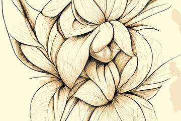 Line art digital sketch background of abstract flower