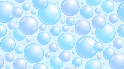 Soap bubbles seamless pattern. Repeated foam decoration wallpaper. Water bubble background. Vector 