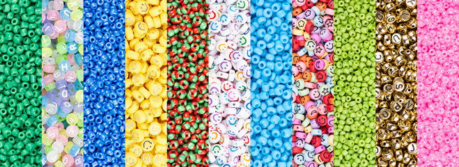 Colorful beads background. Pattern of multicolor beads.