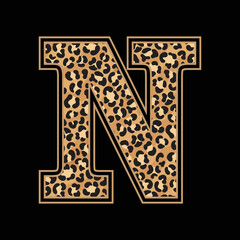 Leopard Alphabets and letter t shirt,sticker,poster,banner,mug,bag design