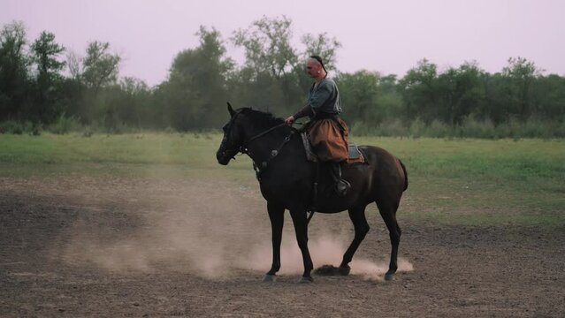 Warrior. Soldier. Infantryman. Cavalry. Cossack Rider on a horse. War in Ukraine.