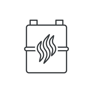 Gas meter icon. A simple line drawing of a gas flow meter. Vector over white background.