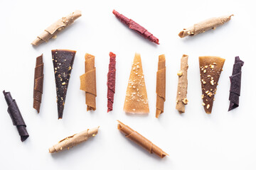 fruit pastille. fruit leather isolated on a white background.