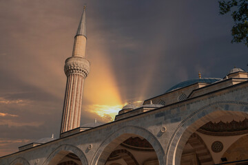 Bayezid Mosque, Amasya, Turkey. beautiful view of Amasya mosque minaret in the background of...