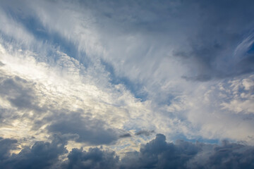Fototapeta na wymiar Unusually beautiful clouds over the evening city