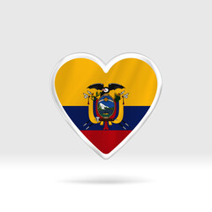 Heart from Ecuador flag. Silver button star and flag template. Easy editing and vector in groups. National flag vector illustration on white background.