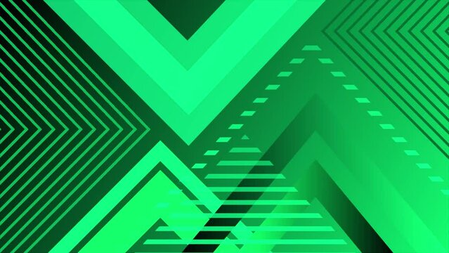 Animated green color multiple triangular shapes element background