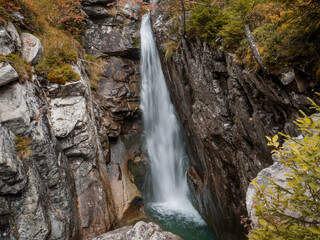 A natural waterfall by a hiking trail in the Tatras in Slovakia