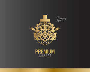 Elegant Perfume Logo. Natural Fragrance vector logo design.