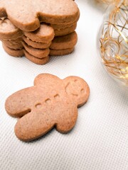 Close up of gingerbreads on the table,Christmas delicious cookies