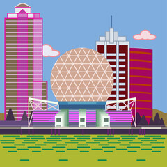city landscape dome buiding structure