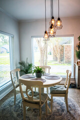 Small eat in kitchen with a tile floor