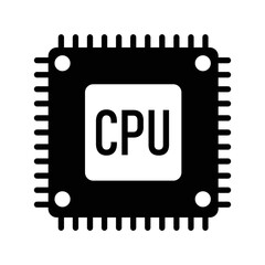 Computer hardware part processor icon | Black Vector illustration |