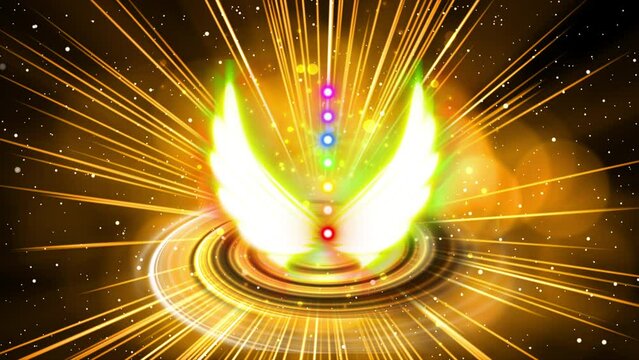 Glowing angel wings background as a symbol of enlightenment