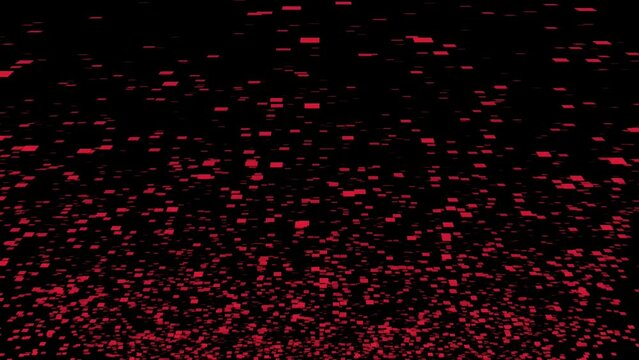 Slow motion black and red color loop transition animation background. Small rectangle shapes fill up entire screen surface background stock footage 4k.