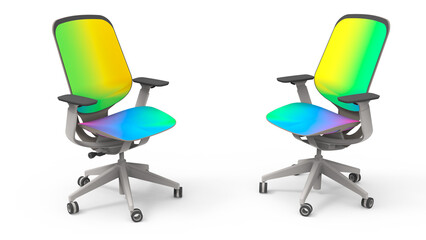 3D rendering - rainbow colored office chair