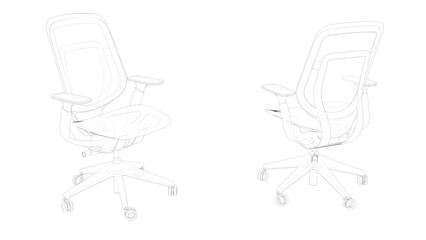 3D render - sketched office chair