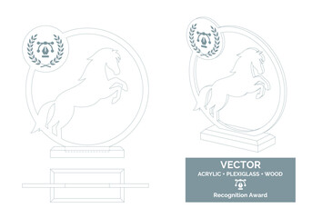 Horse silhouette Trophy Vector Template, Horse trophy Distinction Award, Dog Recognition trophy Award