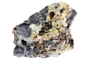 sapphirine on matrix from Betroka, Madagascar isolated on white background