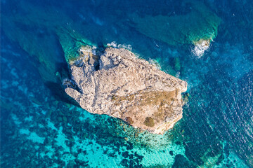 Fototapeta na wymiar Halfa Rock, an isolated island in Gozo, Malta